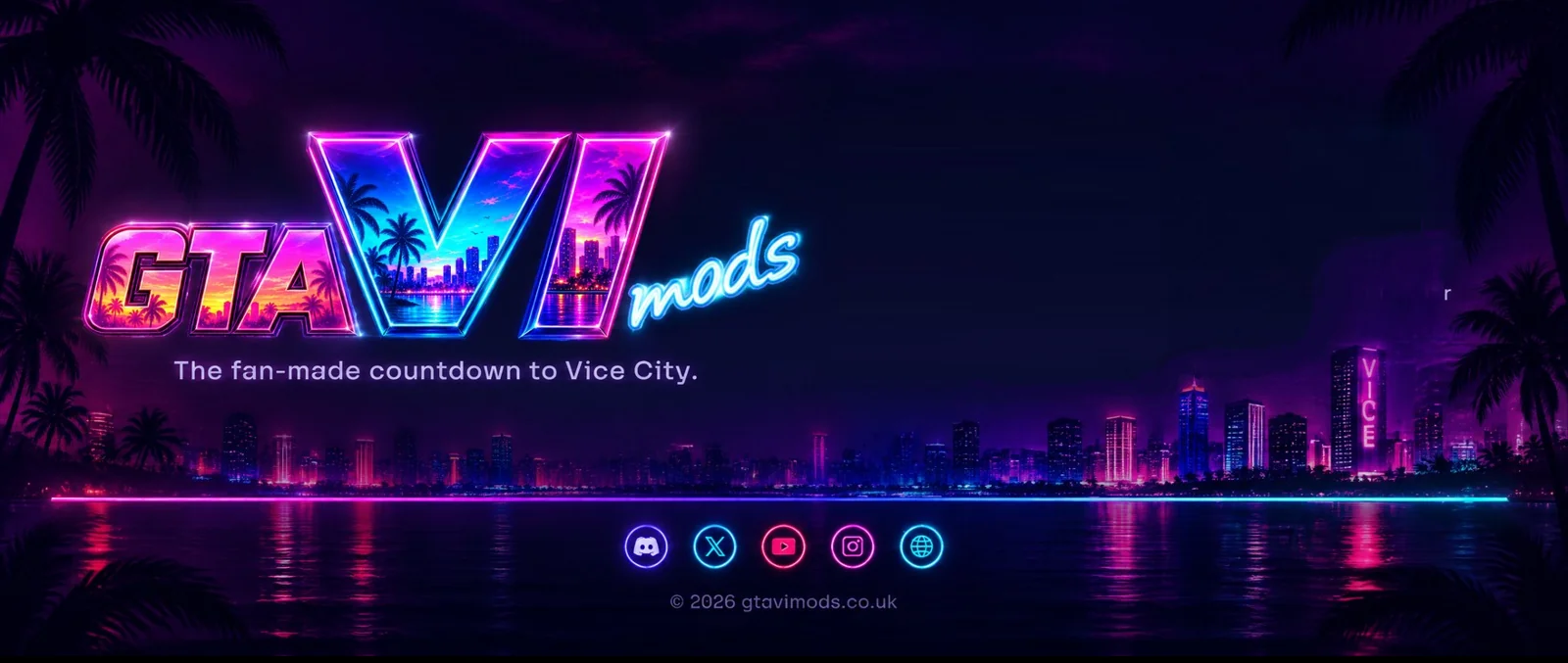 GTAVI mods - the fan-made countdown to Vice City. Neon Vice City artwork.